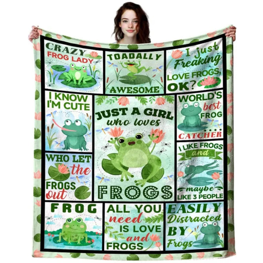 Fun frog theme blanket for frog lovers, adults, ladies and girls, Christmas birthday gifts, decorative blankets