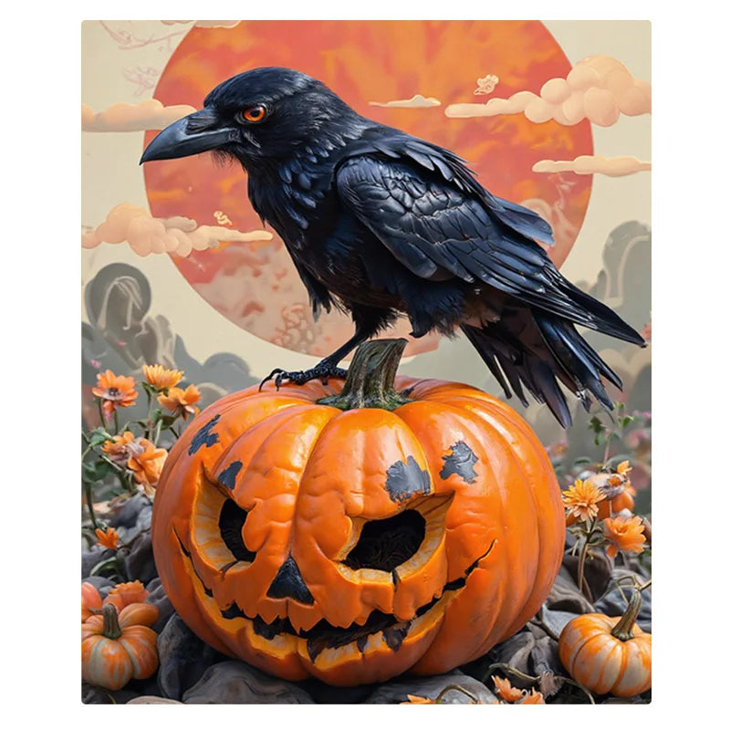 Flannel Blanket-Soft Lightweight All-season Halloween Pumpkin and Crow Cozy Baby Blanket Soft Plush Throw for Kids
