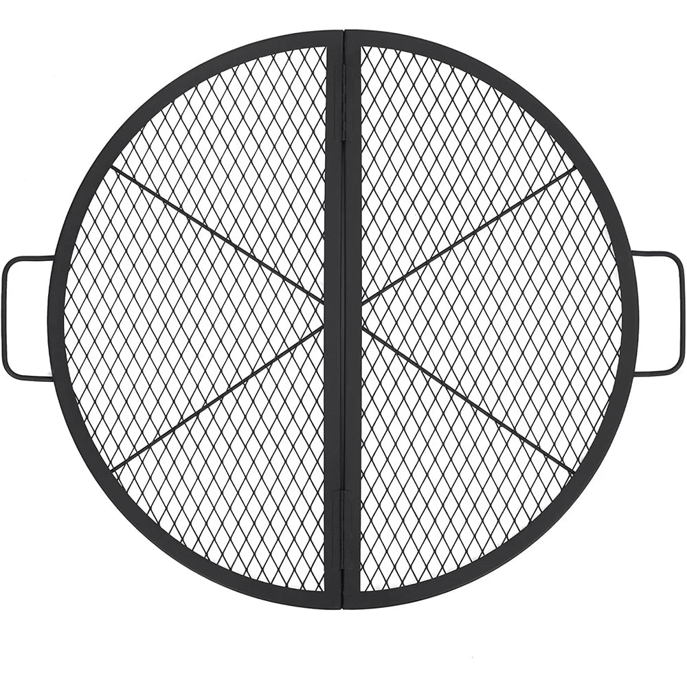 Foldable Fire Pit Cooking Grill Grate, X-Marks Fire Pit Grill Cooking Grate, Outdoor Campfire BBQ Grill, Heavy Duty Steel