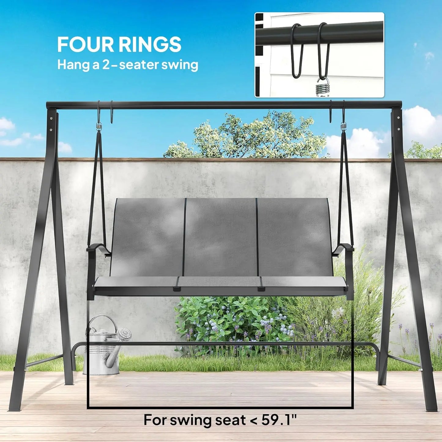 Metal Porch Swing Stand, Heavy Duty Swing Frame, Hanging Chair Stand Only, 528 LBS Weight Capacity, for Backyard, Patio, Black