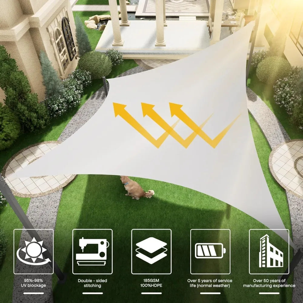 Sun Shade Sail Canopy, 6'x 10' Rectangle 95% UV Block Shade Cover for Outdoor, Backyard Patio, Lawn, Garden, Sandbox Carpor Ligh