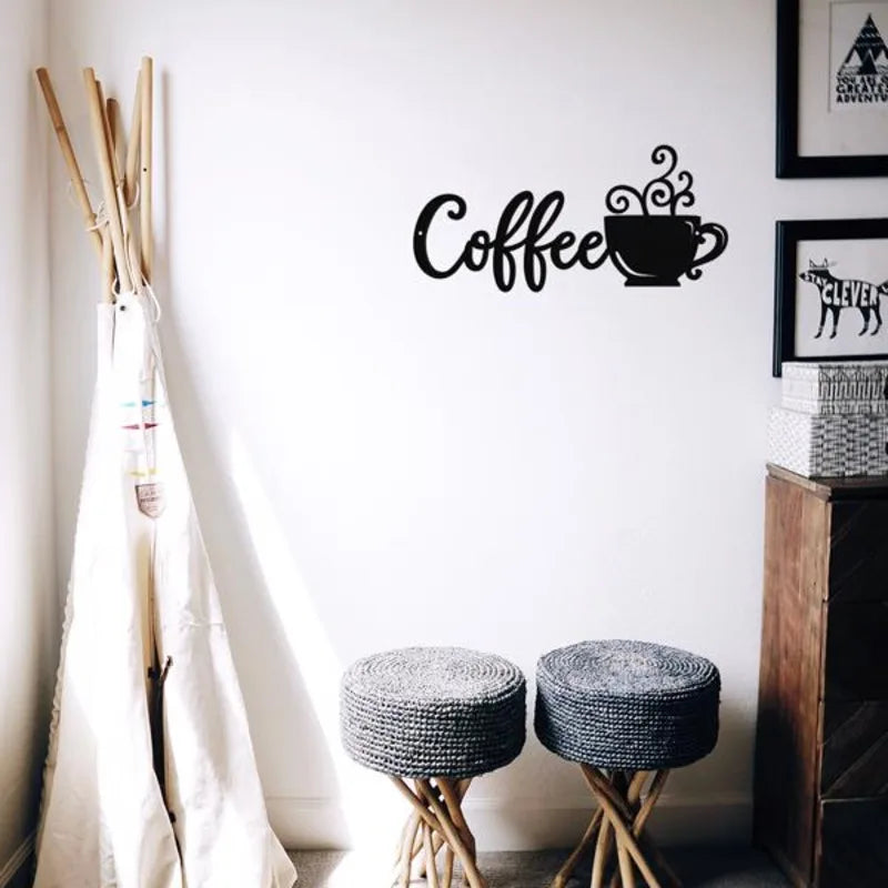 1pcs Coffee Cup style Metal Wall Art Coffee Wall Sculpture Sign Wall Decor for Kitchen Restaurant Shop Decors Accessories